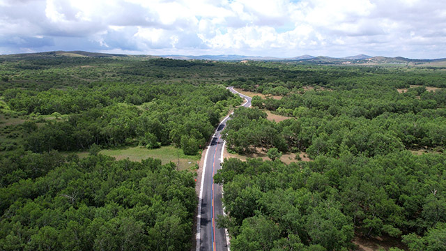 西乌旗境内的99号公路。锡林郭勒盟委宣传部供图